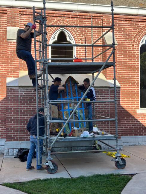 1 Renovation stained glass window removal